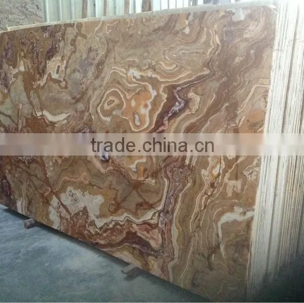 Cheap Tiger Flower Brown Onyx Marble Tile Slab photo-2