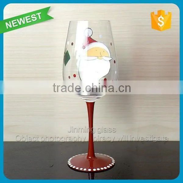 Handpainted Drinking Glass Goblet Cup Red Wine Drinking Glass Cup Long Stem Goblet Glass photo-5