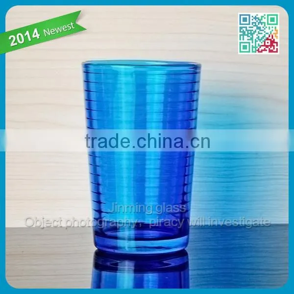 Colored Crystal Glassware Beautiful Drinking Glass Set Pressed Glass Tumblers Blue Glass Tumbler
