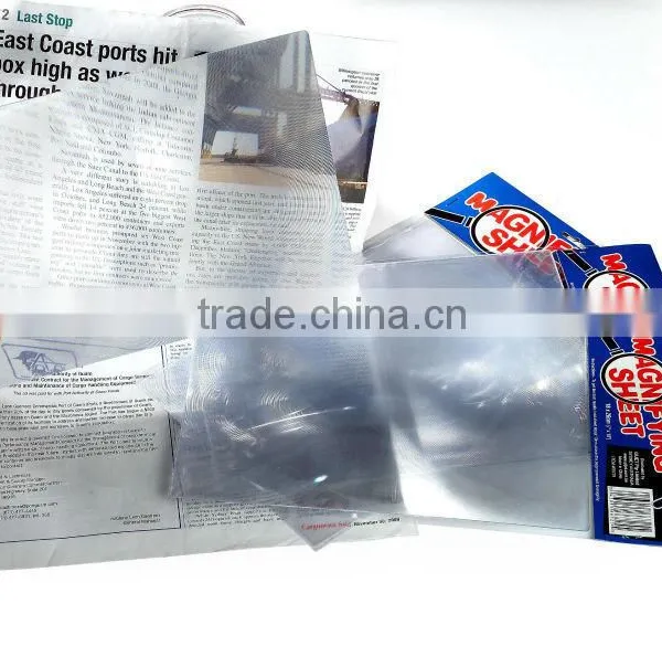 Hot Sell Large Page Pvc Plastic Optical Lens Magnifying Sheet /Full Page Magnifying Sheet Quality Choice