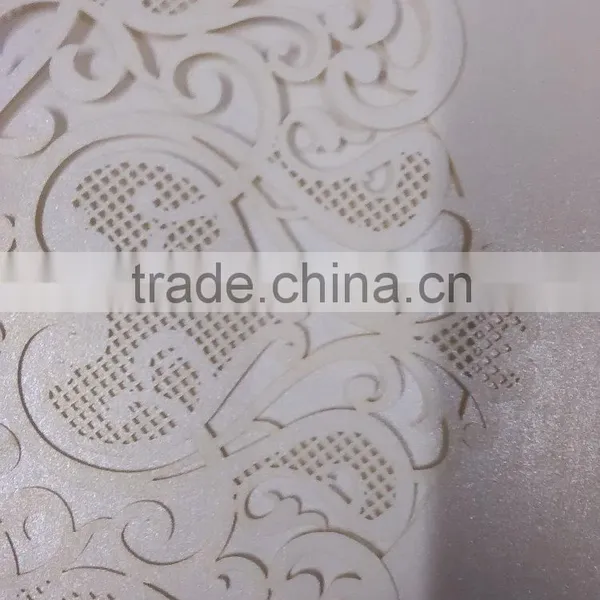 2016 Newmengxing Pearl White Color Wedding Invitation Laser Cutting photo-5