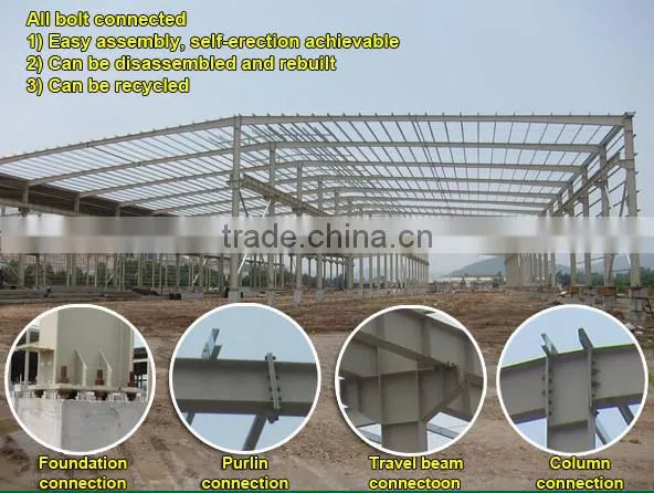 Light Style Steel Workshop,low Cost Steel Structure Application Prefabricated Steel Structure