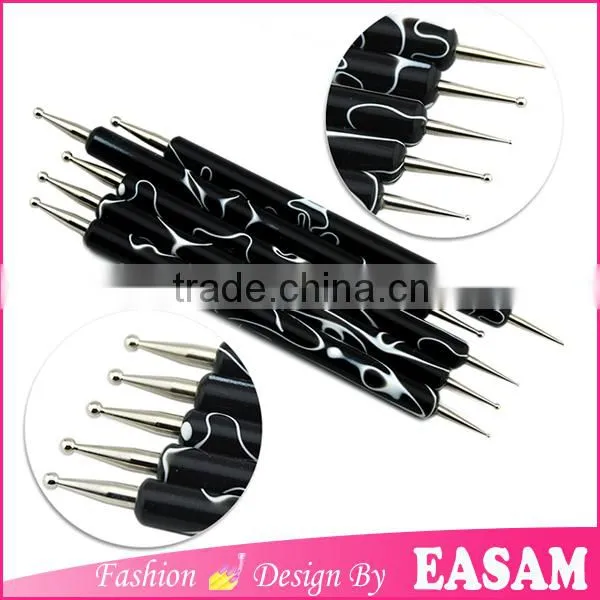 Black Acrylic Material Nail Dotting Pen Set 5pcs Packed by Opp Bag