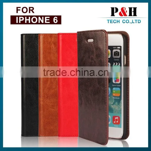 Top Quality Color Phone Case,FOR IPHONE 6 LEATHER CASE ,genuine Cow Leather Wallet for Apple 6 photo-6