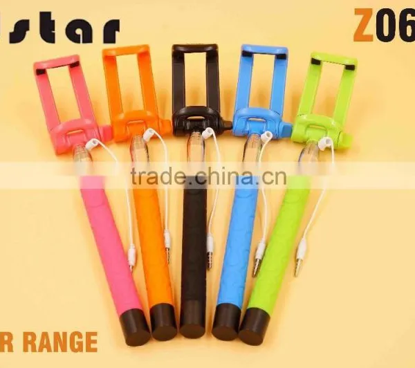2015 Hottest KJstar Z06-4 Volume Key Cable Selfie Stick With Foldable Designed Smart Phone Clip photo-5