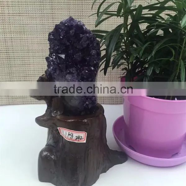 Essential Natural Shape Amethyst Geode Uruguay Crystal Cluster Ornaments photo-4
