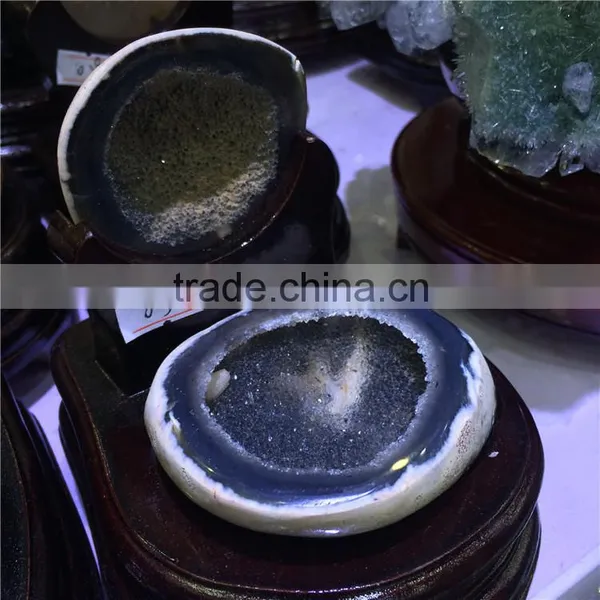 Natural Brazil Small Sized Agate Geode Cornucopia Crystals Ornaments photo-6