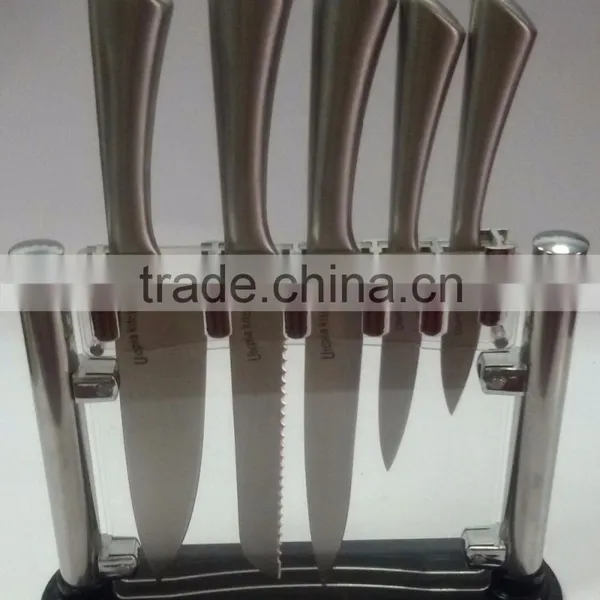 2016 New Design 6 PCS and Acrylic Base Hollow Handle Kitchen