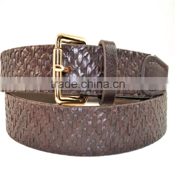Fashion PU Fake Leather With Grid Lines Pattern and Pin Buckle Belt photo-6