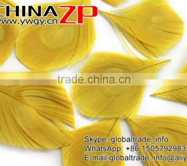 Leading Supplier CHINAZP Wholesale Top Selling Dyed Yellow Trimmed Peacock Feathers Eyes for Earrings photo-4