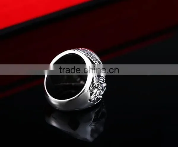 Vintage Cubic Zircon Engrave 316L Stainless Steel Finger Rings for Men photo-3
