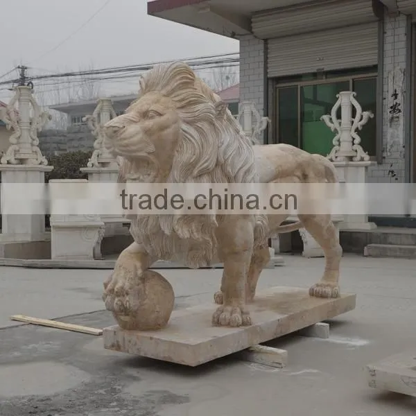 Gate Decoration Yellow Lion Marble Carving photo-2