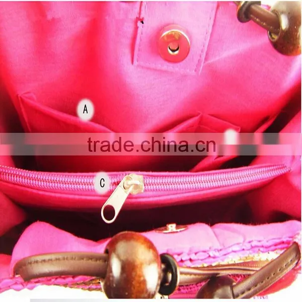 Hot !!!2016 Women Summer Beach Bags Fashion Strip Straw Bags Lady Woven Beach Handbags Shoulder Bag For Travel Vacation photo-5