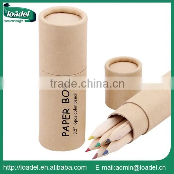 3.5inch Wooden Color Pencil With Logo 6pcs Promotional Natural Wooden Pencil