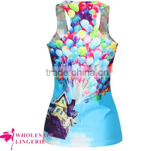 2015 Women's Flying Balloon House Printed Summer Custom Print Tank Top photo-3