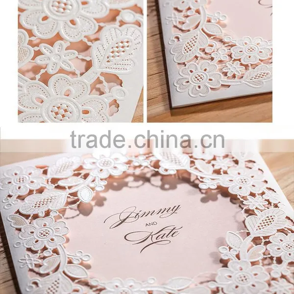 White Silk Tie Laser Cut Wedding Invitation Card photo-6