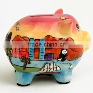 San Diego Rainbow Colors Hand Painted Piggy Bank photo-2