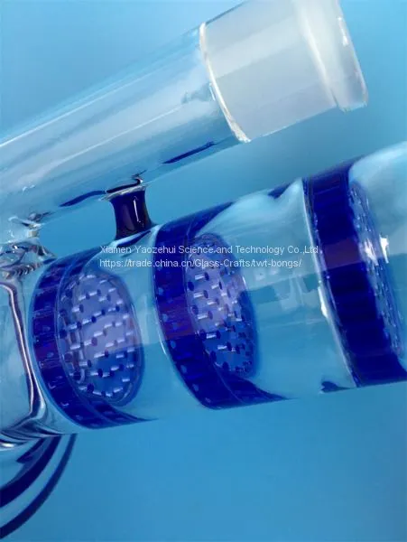 Newest Blue Color Glass Bongs Glass Water Pipe Double Honey Comb With Glass Bowl Oil Rig Glass Bubbler photo-3