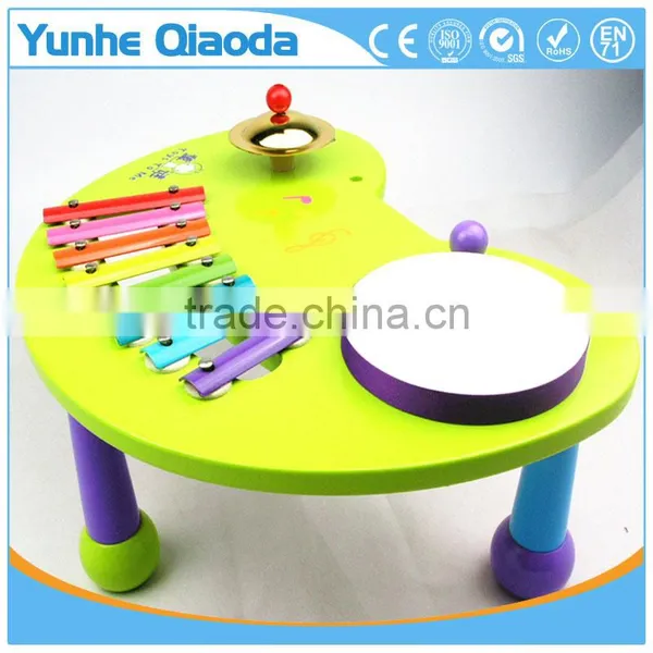 Wooden Musical Percussion Instruments Blue Half-round Table Xylophone Drum Symbol Noisy /educational Wooden Toy/ photo-3