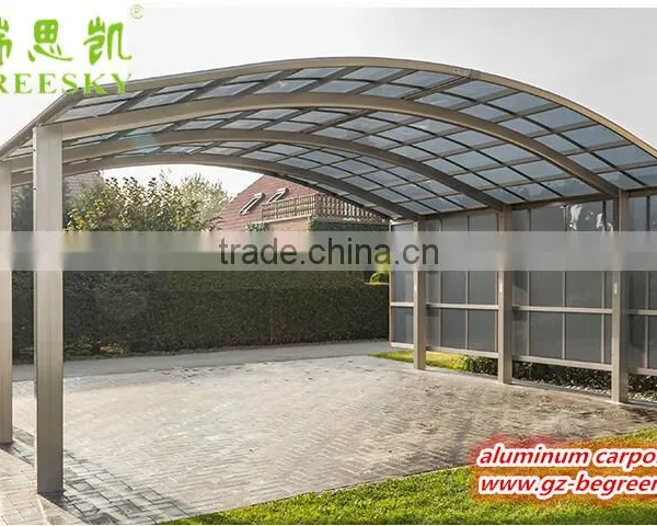 White Metal Frame Double Polycarbonate Sheet Aluminum Car Canopy Carport photo-2