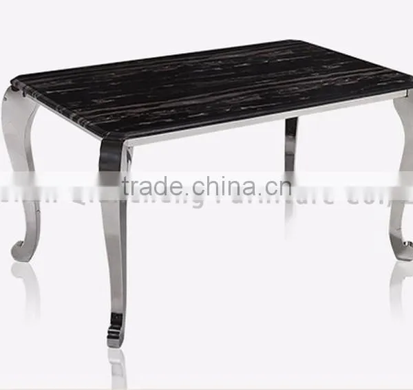 Marble Top Stainless Steel Dining Table Set for Living Room Furniture photo-4