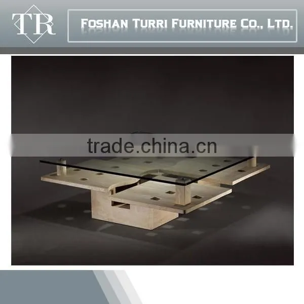 Modern Luxury Marble Base With Tempered Glass Top Coffee Table photo-4
