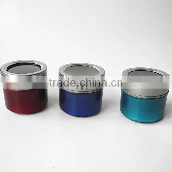 Light Colored Magnetic Buttom Tin Spice Jars With pp Window Lid photo-3