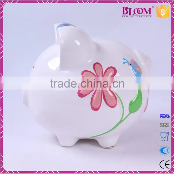 Simple Design White Pig Shape Ceramic Cheap Piggy Bank photo-2