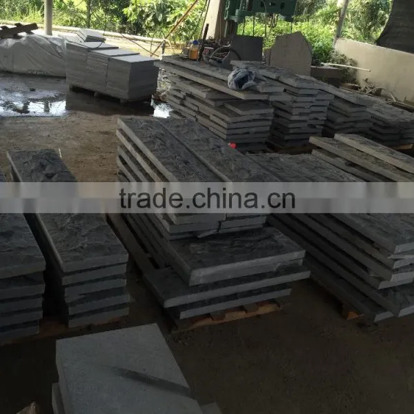 Mushroom Finished Tile Dark Grey Basalt Tiles Antique Black Basalt Wall Tiles photo-4