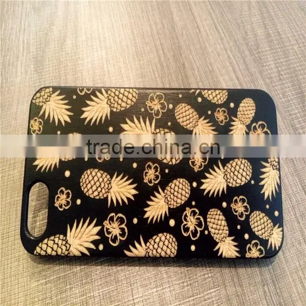 Classical Chinese 2017 Newest Design PC Sticked With Wood Cartoon Carving Cell Phone Case for Iphone photo-3