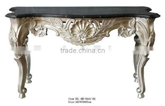 Baroque Style Living Room Furniture Console Desk With Marble Top photo-3