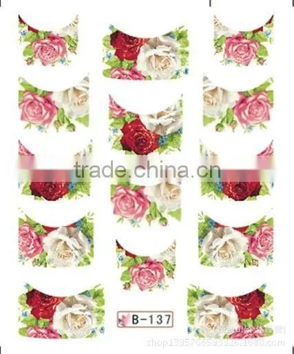 French Half Watermark Fiower Painting Nails Stick ,DIY Fashion Nail Art photo-6