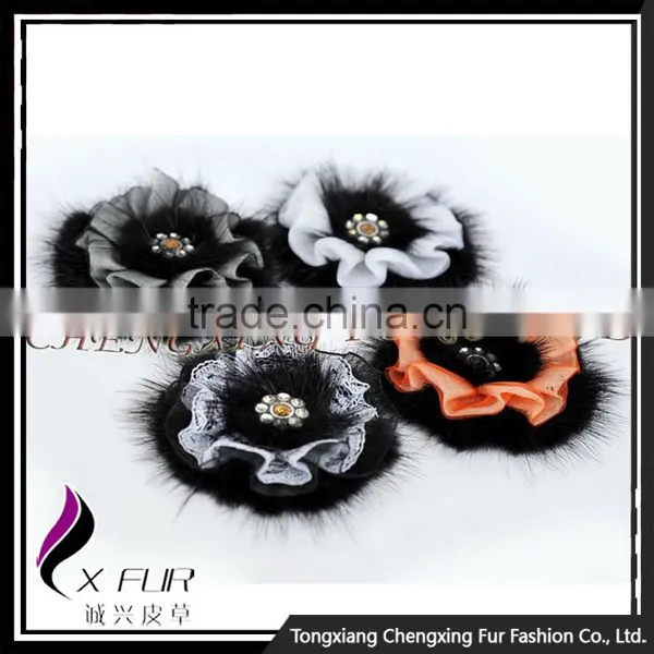 CX-A-42 Cheap Wholesale Real Mink Fur Fashion Flower Brooch Pin For Coat, Shawl photo-2
