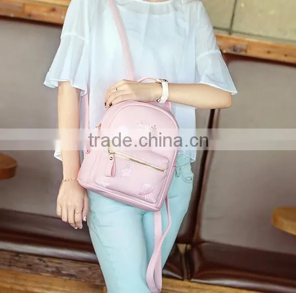 Zm35600a Korean Fashion Girls Embroidery Leather Backpack Bag photo-6
