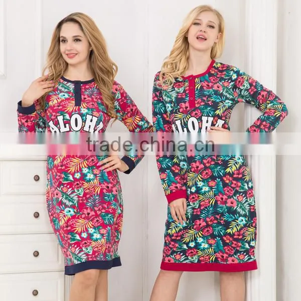 CUSTOM WHOLESALE TOP DESIGN WINTER FANCY COUPLE NIGHTDRESS POLYESTER COTTON ARABIC WOMEN NIGHT GOWNS photo-4