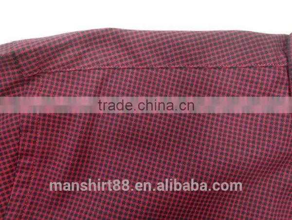 Button Down Collar Long Sleeve Gingham Causal Men Shirt 100% Cotton photo-3
