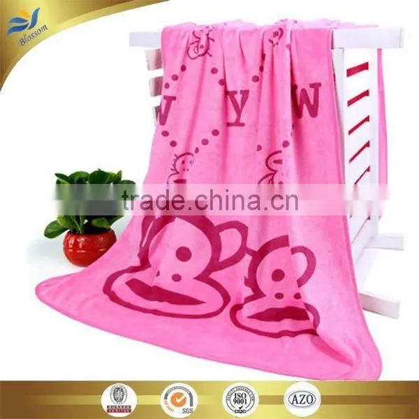 Wholesale Cheap Microfiber Cartoon Monkey Animal Reactive Printed Bath Towel for Adults China Supplier Beach Towel 70*140 cm