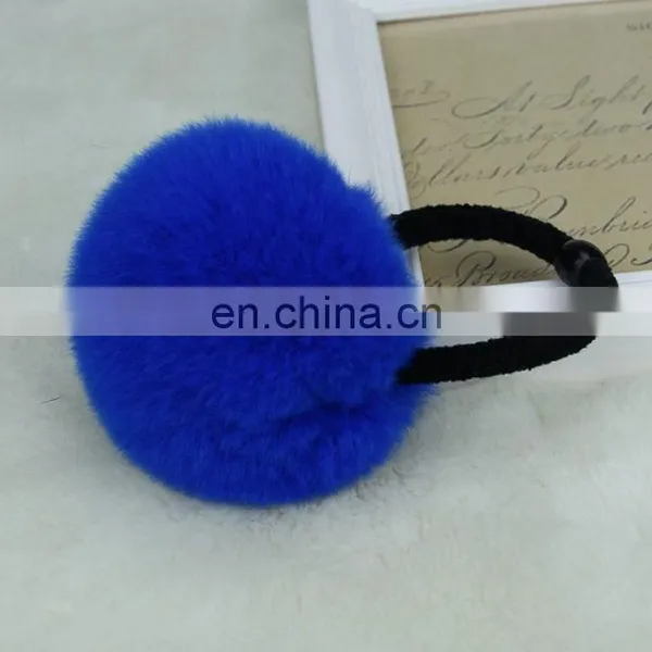 Lovely Real Rabbit Fur Ball Hairband Hand Made Wholesale Fur Pom Pom Elastic photo-4