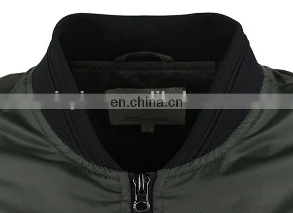 Custom Nylon Plain Green Flight Bomber Jacket With Patches photo-4
