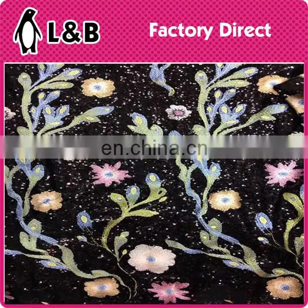 New Fashion Wholesale Flower Embroidery Sequin Fabric photo-3
