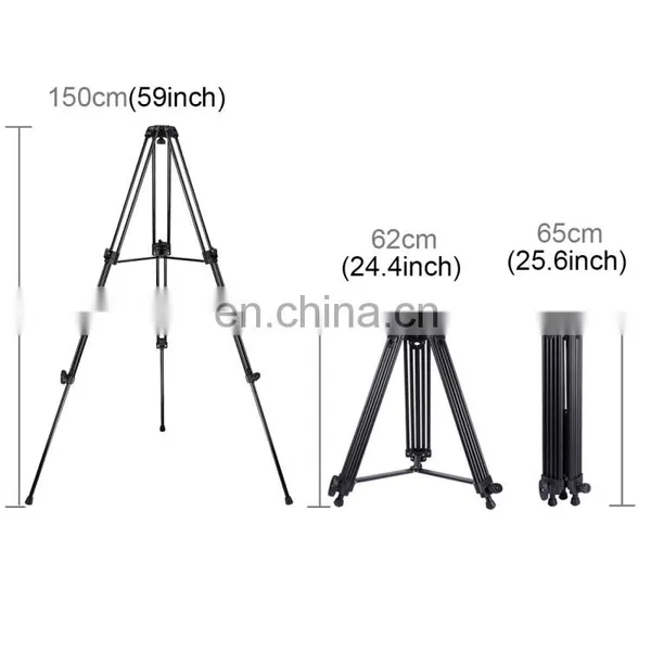 PULUZ 3 in 1 (Tripod + Bowl Adapter + Black Fluid Drag Head) Heavy Duty Video Camcorder Aluminum Alloy Tripod Mount Kit for DSLR photo-5