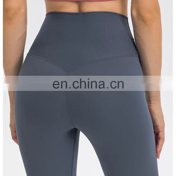 Tiktok Wholesale New Design Ribbed High Waist Yoga Leggings Fitness Gym Sportswear Training Outdoor Yoga Pants For Women photo-2