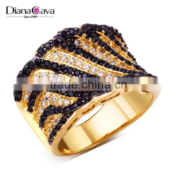 Super Deal Micro Setting Cubic Zirconia Black White Punk Contrast CZ Wedding Ring photo-2