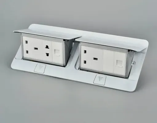 Double Row Flip up Power Electrical Floor Outlet Box Socket Combination photo-4