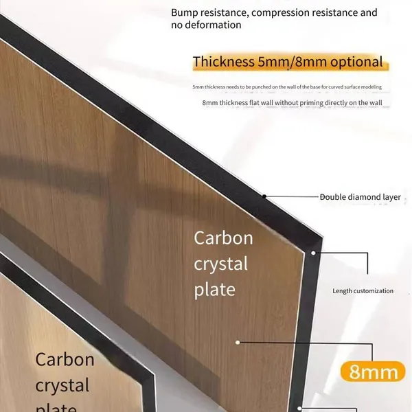 Bamboo Charcoal Fiber Solid Wall Panels, Environmentally Friendly and Anti-collision Interior Wall Decoration Panels, Diamond Co-extruded Carbon Crystal Panels photo-2