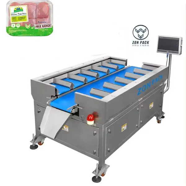 ZH-AB12 12 Heads Belt Multihead Weigher Manual Combination Weigher for Chicken Breast Chicken Thigh Chicken Strips