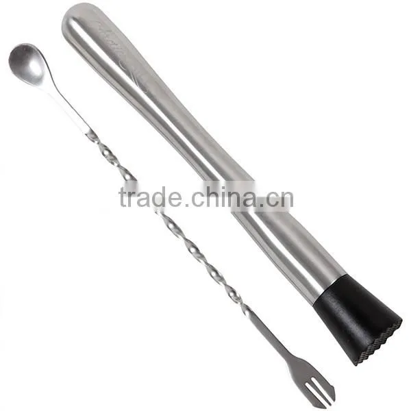 Stainless Steel With Grooved Nylon Head Premium Cocktails Making Drink Muddler