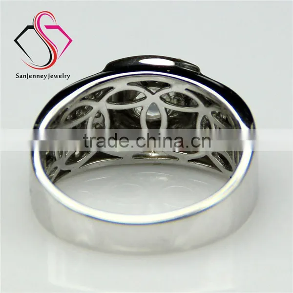 Round Brilliant Cut Moissanite 1CT 6.5mm Center 14k 18k White Gold 4 Row Accents Wide Wedding Band Men's Diamond Band photo-2