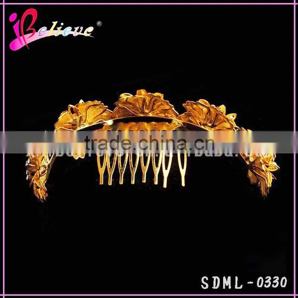 Elegant Indian Gold Hair Accessories Headband, Diamond Flower Hairbands for Ladies photo-3