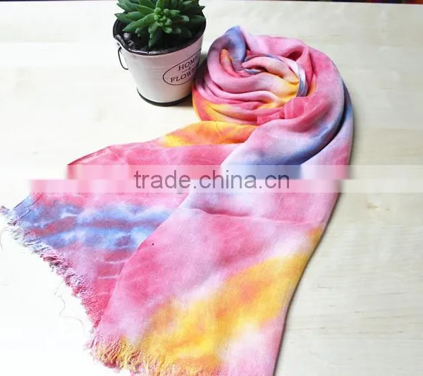 Fashionable Polyester Cotton Ties Dye Long Scarf